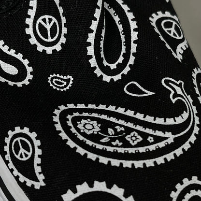 VANS Classic Slip-On Peace Sign Paisley Womens Sz 5.0 Mens Sz 3.5 Black & White