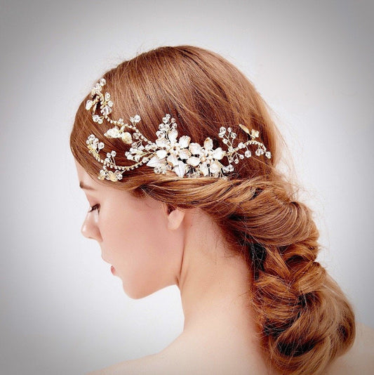 Kara - Pearl and Crystal Bridal Hair Comb - Available in Gold and Silver