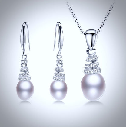 "Milena" - Freshwater Pearl and Sterling Silver Bridal Necklace and Earrings Set