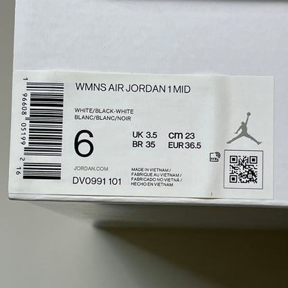 NIKE AIR JORDAN 1 Mid Panda Women's Sz 6 Black / White DV0991-101 (New)
