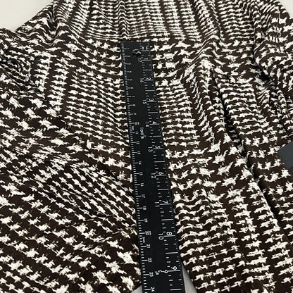 NORMA KAMALI High Waist Pleat Pant Women's Sz S/32 Chocolate Glenn Plaid Tweed