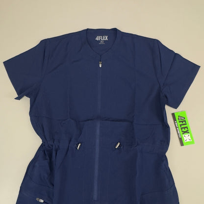 GREEN TOWN 4 Flex Scrubs Jumpsuit Cinch In Waist Women's Sz XL Indigo GFX-023AST