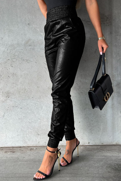 Leather Skinny Tapered Pants -clearance