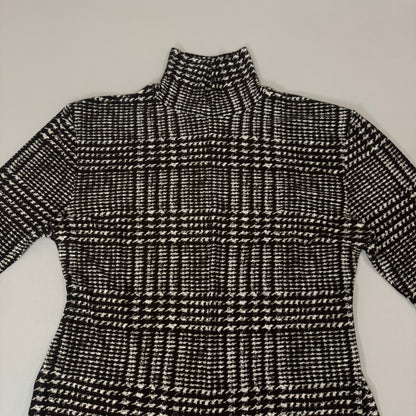 NORMA KAMALI Sleeve Open Back Catsuit Footsie Women's Sz XL/42 Chocolate Plaid
