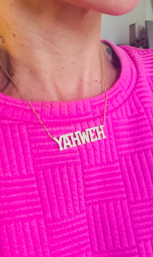 YAHWEH 18k CZ necklace