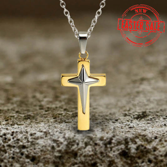 4 Pointed Star Cross Stainless Steel Christian Necklace