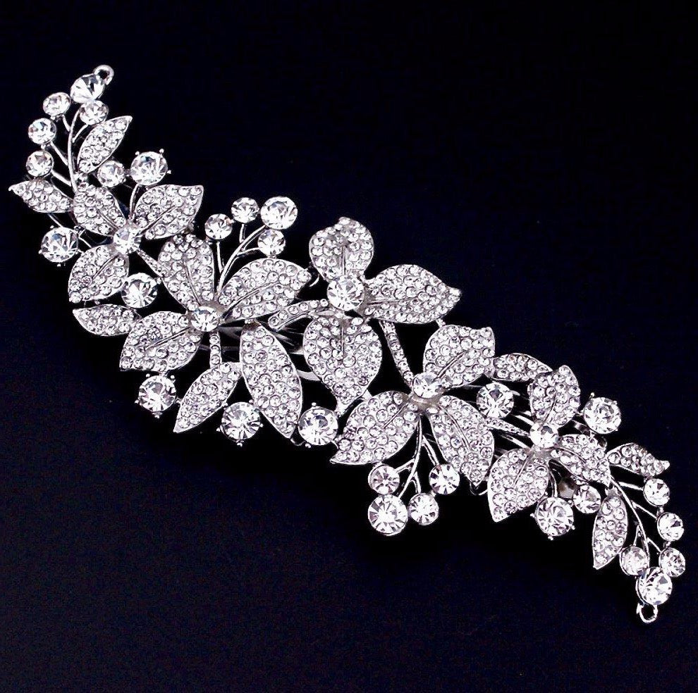 Ariel - Austrian Crystal Bridal Hair Comb - Available in Silver, Rose Gold and Yellow Gold