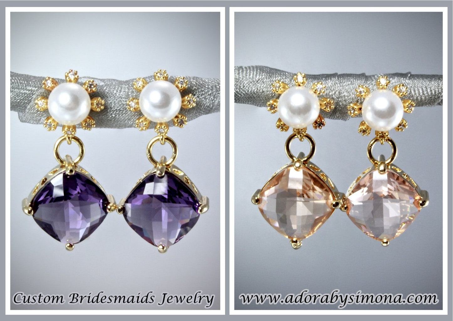Alanna - Crystal and Pearl Gold Earrings - More Colors Available