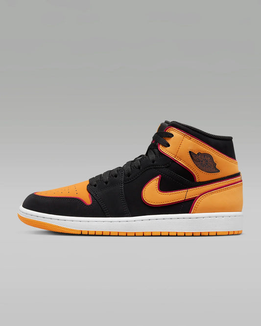 Men's Nike Air Jordan 1 Mid SE Black/Cardinal Red/White/Vivid Orange Size 6M New
