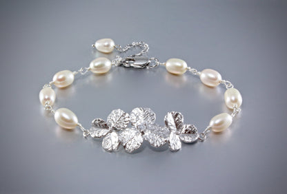 "Blush" - Pearl Bracelet and Earrings Set - Available in Yellow Gold and Silver