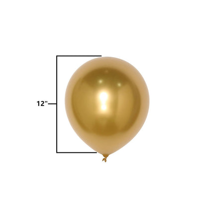 50 Gold Metallic Chrome Balloons - Shiny Latex 12" Thicken For Wedding, Birthday Party, Baby Shower, New Years, Graduation & Sweet 16