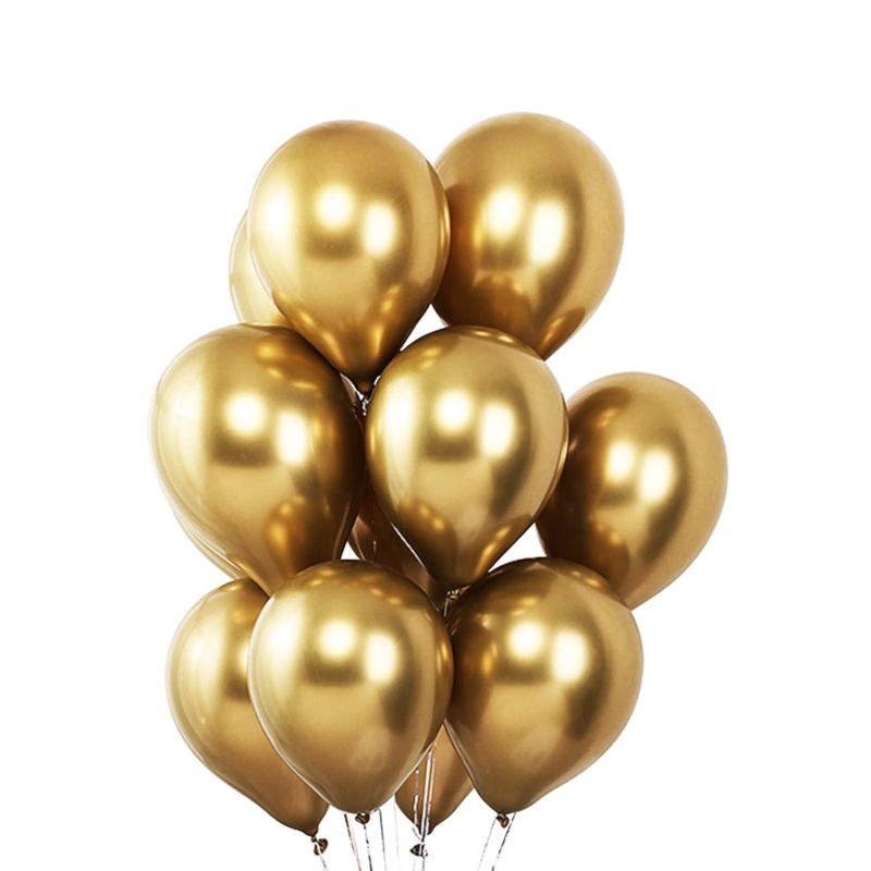 50 Gold Metallic Chrome Balloons - Shiny Latex 12" Thicken For Wedding, Birthday Party, Baby Shower, New Years, Graduation & Sweet 16