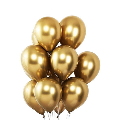 50 Gold Metallic Chrome Balloons - Shiny Latex 12" Thicken For Wedding, Birthday Party, Baby Shower, New Years, Graduation & Sweet 16