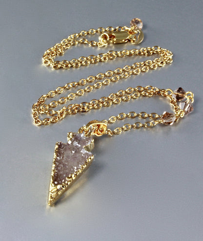 "Eros" - Drusy Agate Arrow Necklace