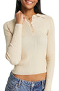 Topshop Women's Stone Rib Long Sleeve Polo Size X-Large