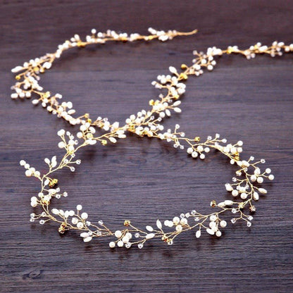 June - Pearl and Crystal Bridal Hair Vine - Available in Silver, Rose Gold and Yellow Gold