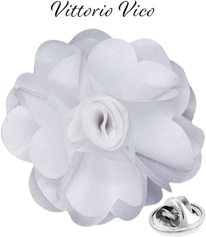 Vittorio Vico Unisex Satin Solid Flower Lapel Pin