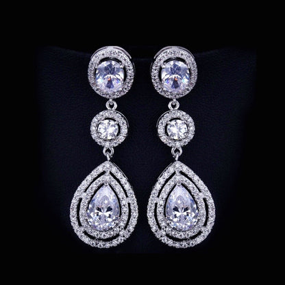 Paige - Silver Cubic Zirconia Bridal Earrings - More Colors