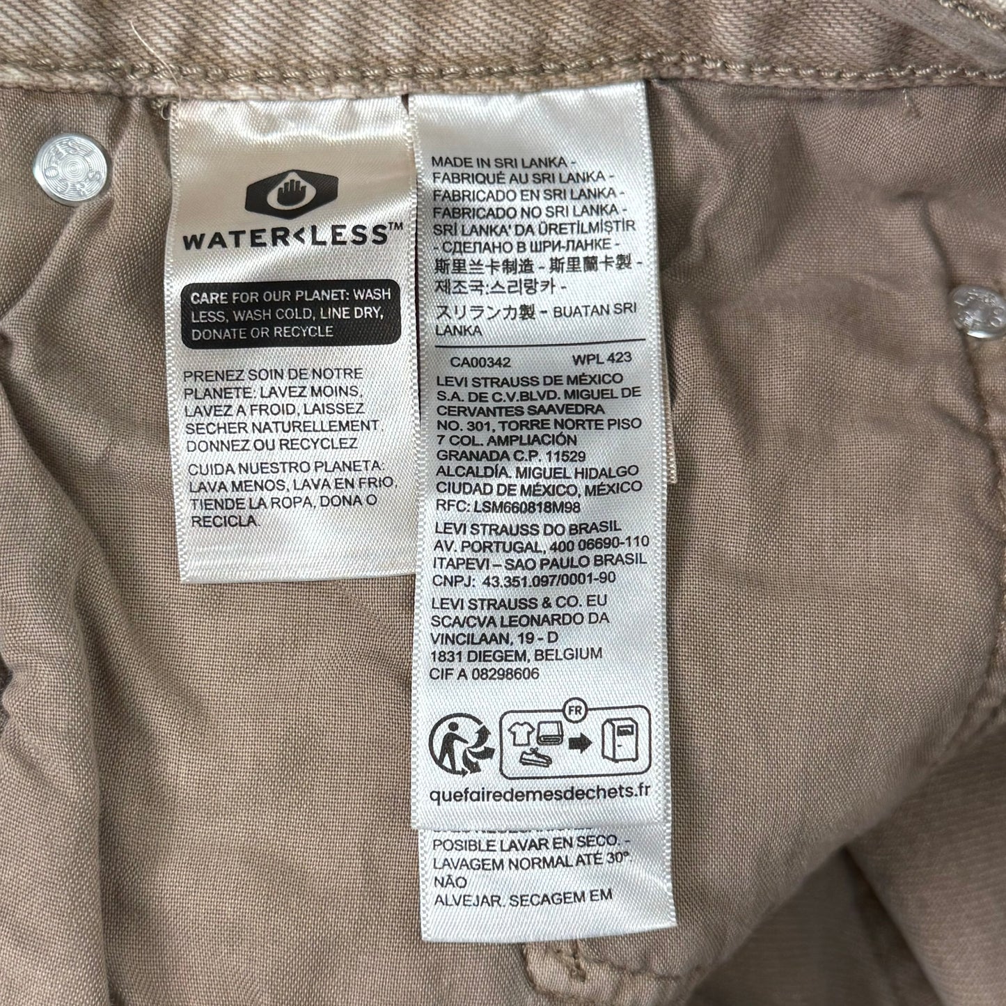LEVIS 501 Original High Rise Straight Leg Jeans Women's Sz 32x30 Tan 125010525