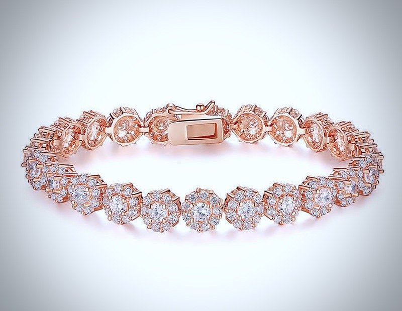 "Ingrid" - Cubic Zirconia Bridal Bracelet - Available in Rose Gold and Silver