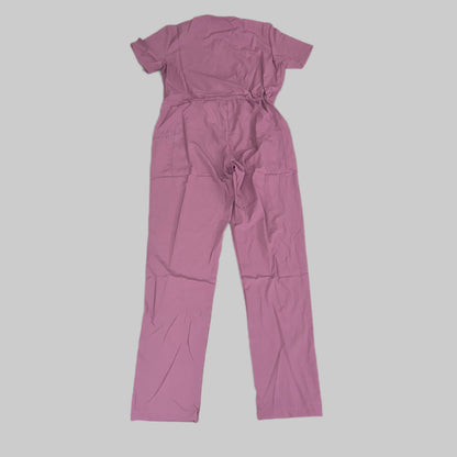GREEN TOWN 4 Flex Scrubs Jumpsuit Cinch In Waist Women's Sz L Mauve GFX-023AST