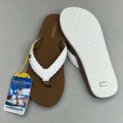 COBIAN Braided Bounce Synthetic Leather Sandals Women's Sz 6 EU 35.5 White BRB10-100-6
