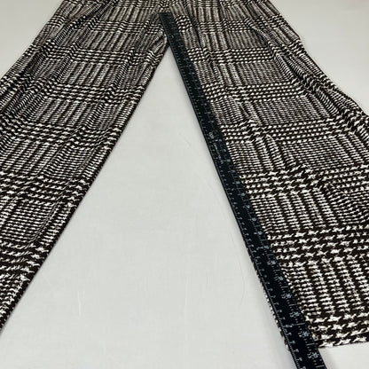 NORMA KAMALI High Waist Pleat Pant Women's Sz L/36 Chocolate Glenn Plaid Tweed