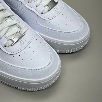 NIKE Air Force 1 PLT.AF.ORM Tapered Toe Sz Women's 8 White/Pink/Blue FN7180-100