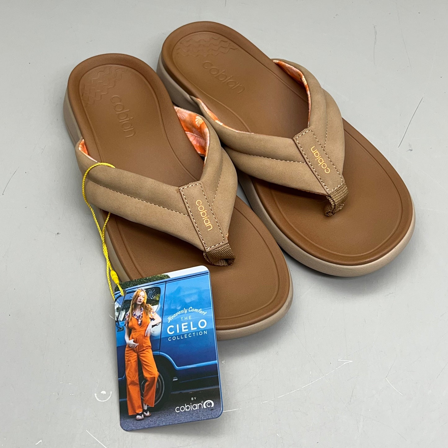COBIAN Darby Synthetic Suede Strap Sandals Women's Sz 7, EU 37 Tan DAR24-230-7