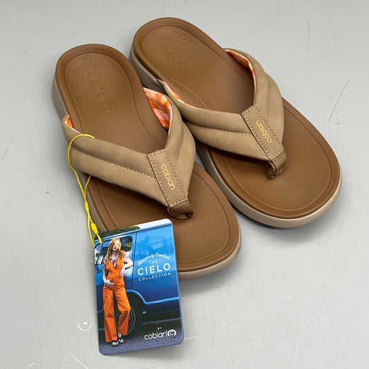 COBIAN Darby Synthetic Suede Strap Sandals Women's Sz 7, EU 37 Tan DAR24-230-7
