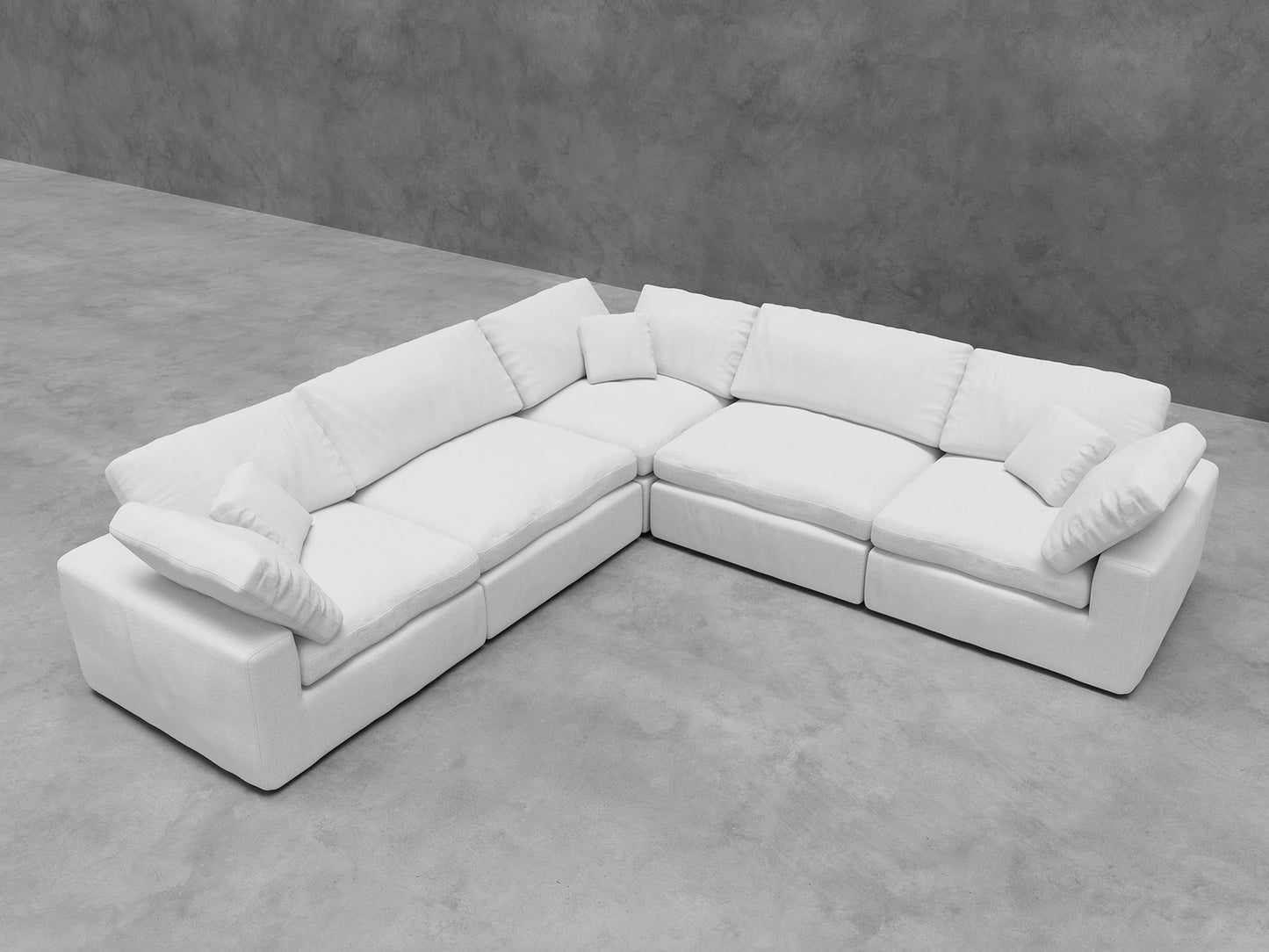 5 Piece Modular Sectional (Three Armless + Two Corners)