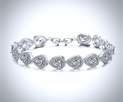 Francesca - Cubic Zirconia Bridal Bracelet - Available in Silver, Rose Gold and Yellow Gold