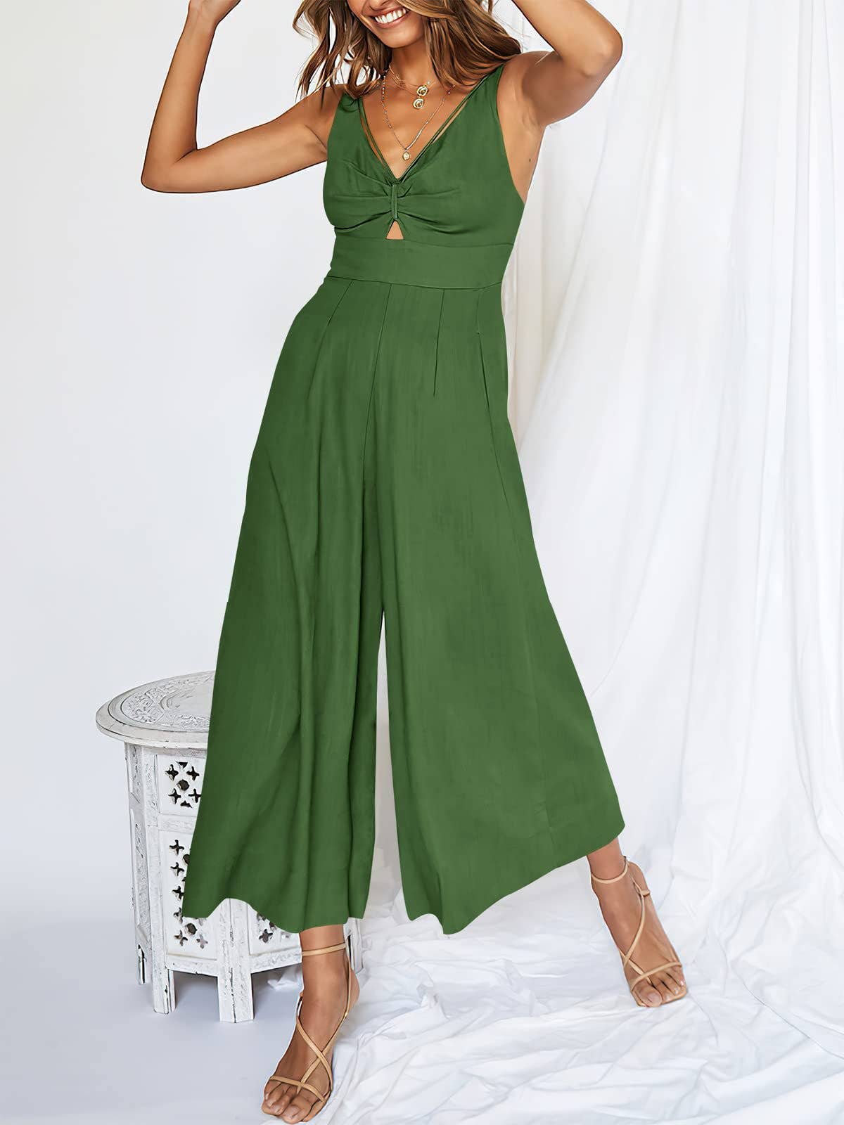 Ladies String Shoulder Overall Sleeveless Jumpsuit 2387