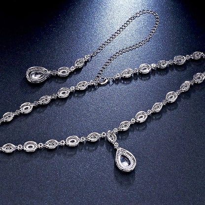 Alexa - Cubic Zirconia Bridal Backdrop Necklace - Available in Silver and Rose Gold