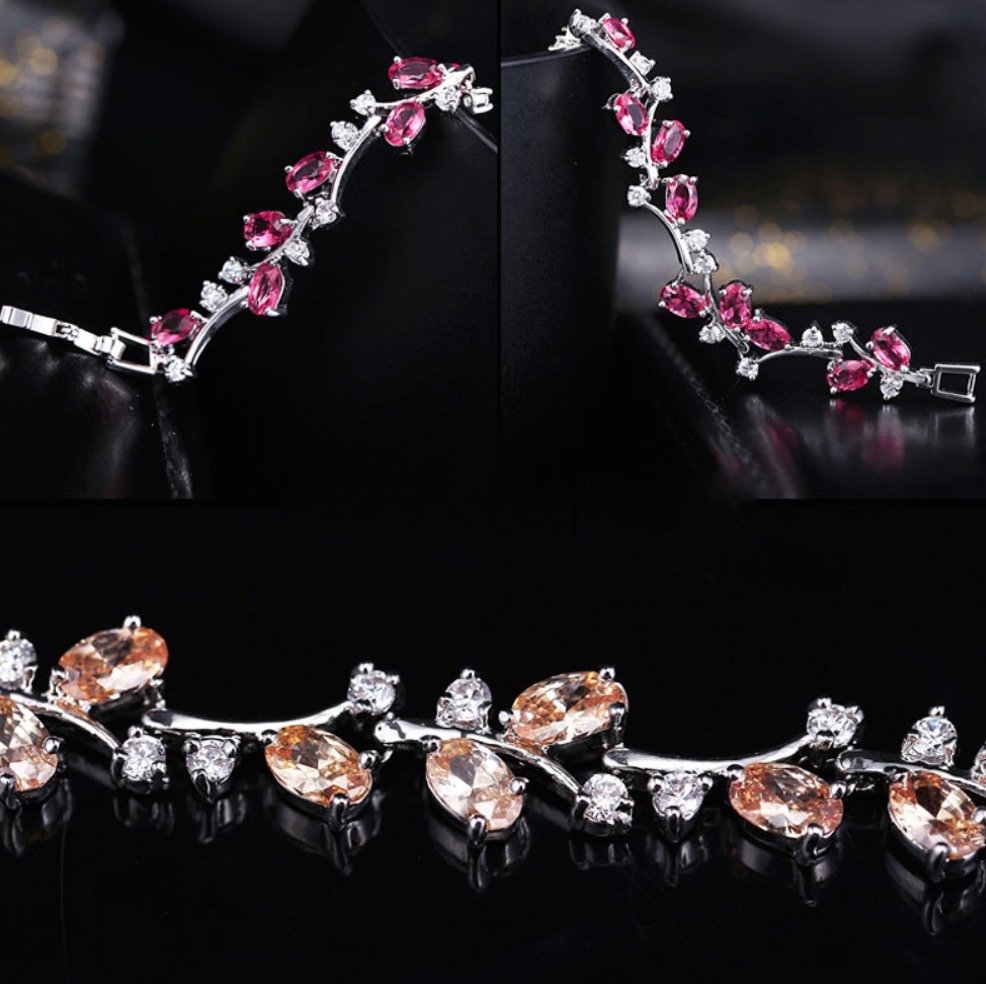 "Krista" - Cubic Zirconia Vine Bridal Bracelet - More colors available