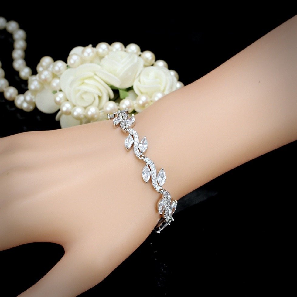 Emily - Cubic Zirconia Bridal Bracelet - Available in Silver and Rose Gold