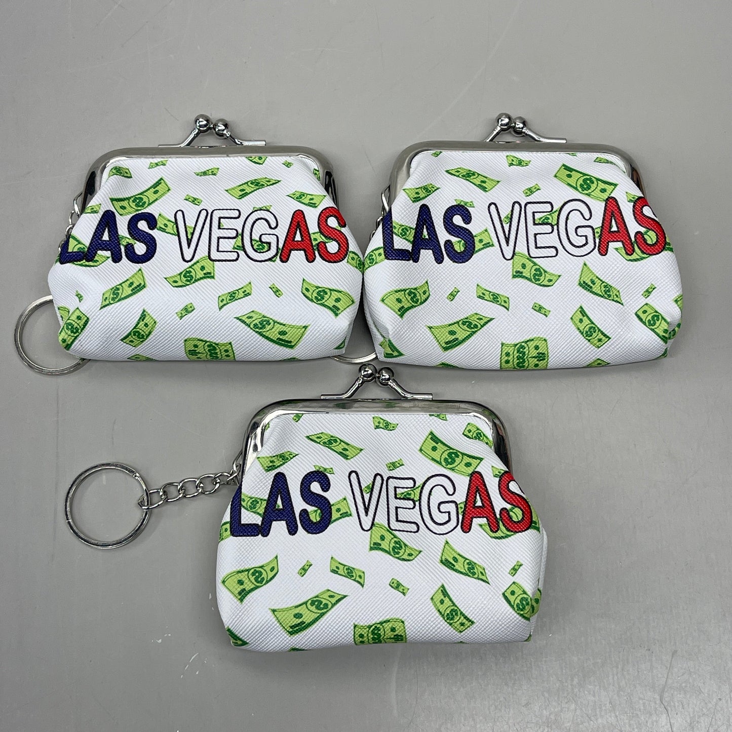 LAS VEGAS 3-PACK! Welcome to Fabulous Las Vegas Coin Purse Souvenirs 4" x 4" Money