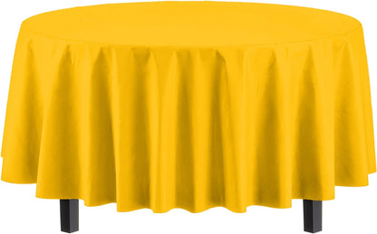 Round Yellow Plastic Table Covers | 6 Pack