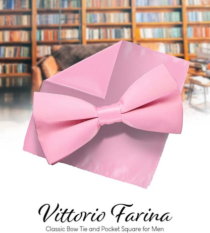 Vittorio Farina Men's Satin Bow Tie & Pocket Square in Gift Box