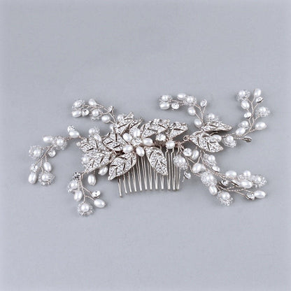 Lynn - Pearl and Crystal Bridal Hair Comb - Available in Rose Gold, Silver and Yellow Gold