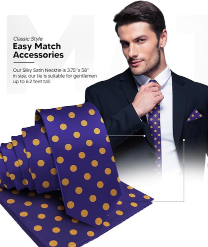 Vittorio Farina Men's Polka Dot Satin Necktie & Pocket Square