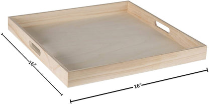 Wooden Square Nested Serving Trays Large 5 Piece Set