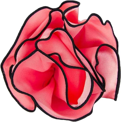 Vittorio Farina Round Satin Pocket Square with Embroidered Piping