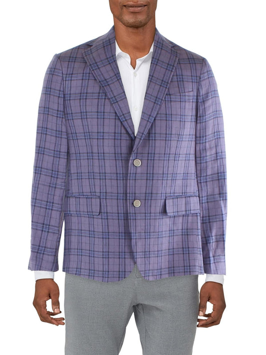 Tallia Men's Slim Fit Plaid Blazer Purple Size 46