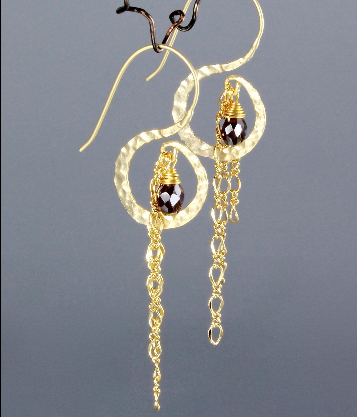 "Chantal" - Garnet Bridal Earrings