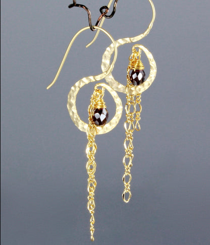 "Chantal" - Garnet Bridal Earrings