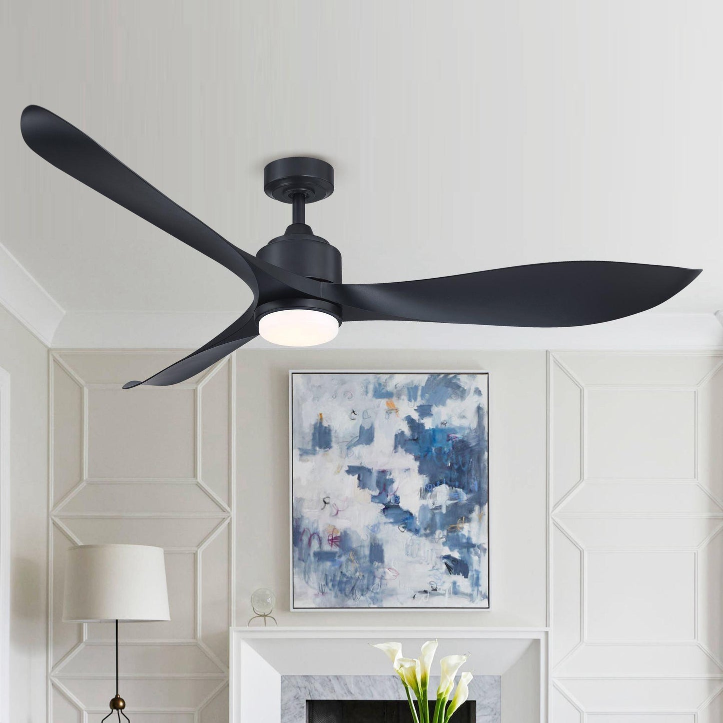 66" Misael Propeller Industrial DC Motor Ceiling Fan with LED Lighting