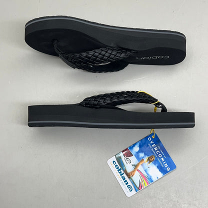 COBIAN Braided Bounce Synthetic Leather Sandals Women's Sz 8 EU 38.5 Black BRB10-001-8