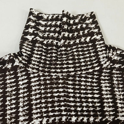 NORMA KAMALI Sleeve Open Back Catsuit Footsie Women's Sz XXS/32 Chocolate Plaid