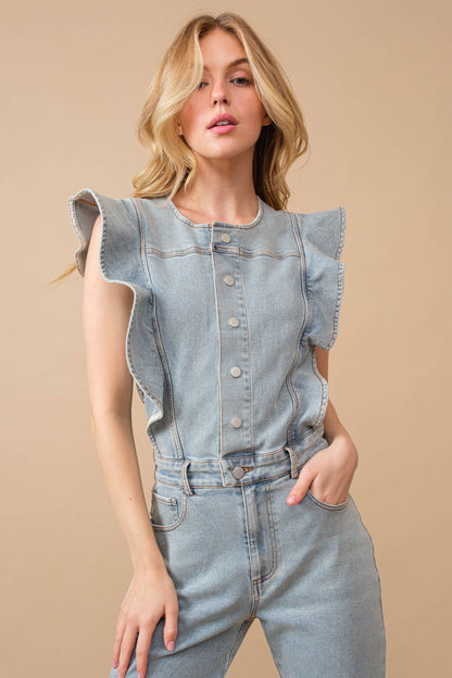 Ruffle Bell Bottom Jumpsuit